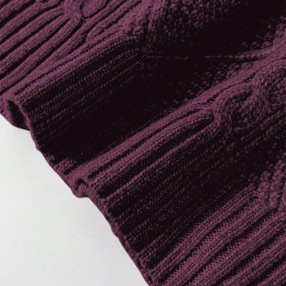 Burgundy Casual Women's Oversized Knitted Sweater Dress with Drop Shoulder - Picture 8 of 9